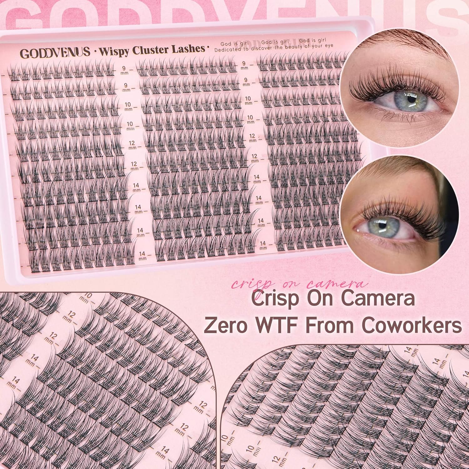 Lash Clusters Kit 9-14mm Wispy Eyelash Clusters Lashes Natural DIY Lash Extension Kit Short Cluster Eyelash Extensions Kit 300pcs C Curl Individual Lashes Cluster Eyelash (With Tweezers) - Image 6
