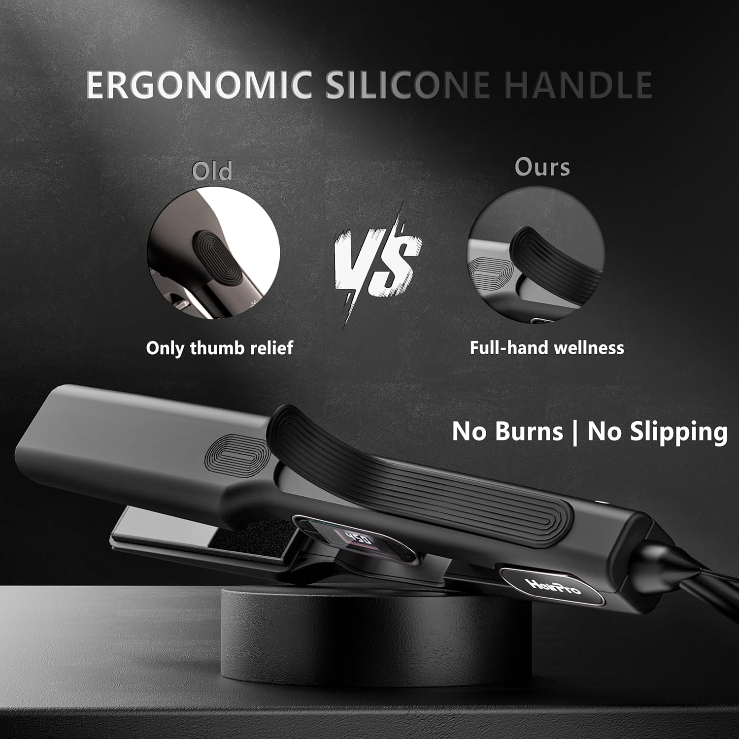 Ceramic Flat Iron Hair Straightener with 3D Floating Plate,Hair Iron Straightener with 15 Temps for Thick Hair | Ergonomic Silicone Handle | LCD Display | Dual Voltage (1 1/2 in) - Image 4