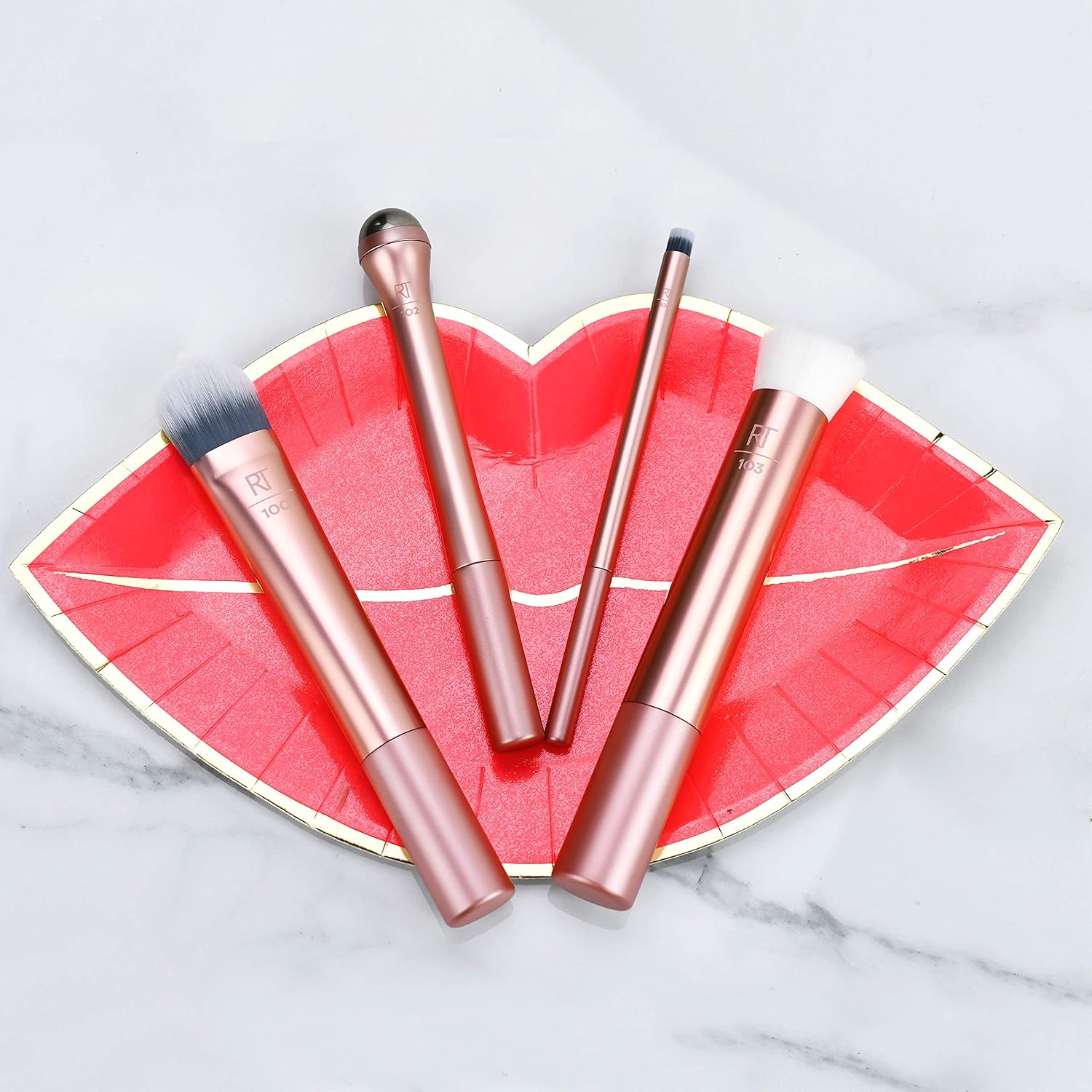 Real Techniques Prep and Prime Makeup Brush Set, Ideal for Exfoliating & Applying Primers, Moisturizers, & Serums, Skincare Tools, Synthetic Bristles, Cruelty-Free & Vegan, 4 Piece Set - Image 5
