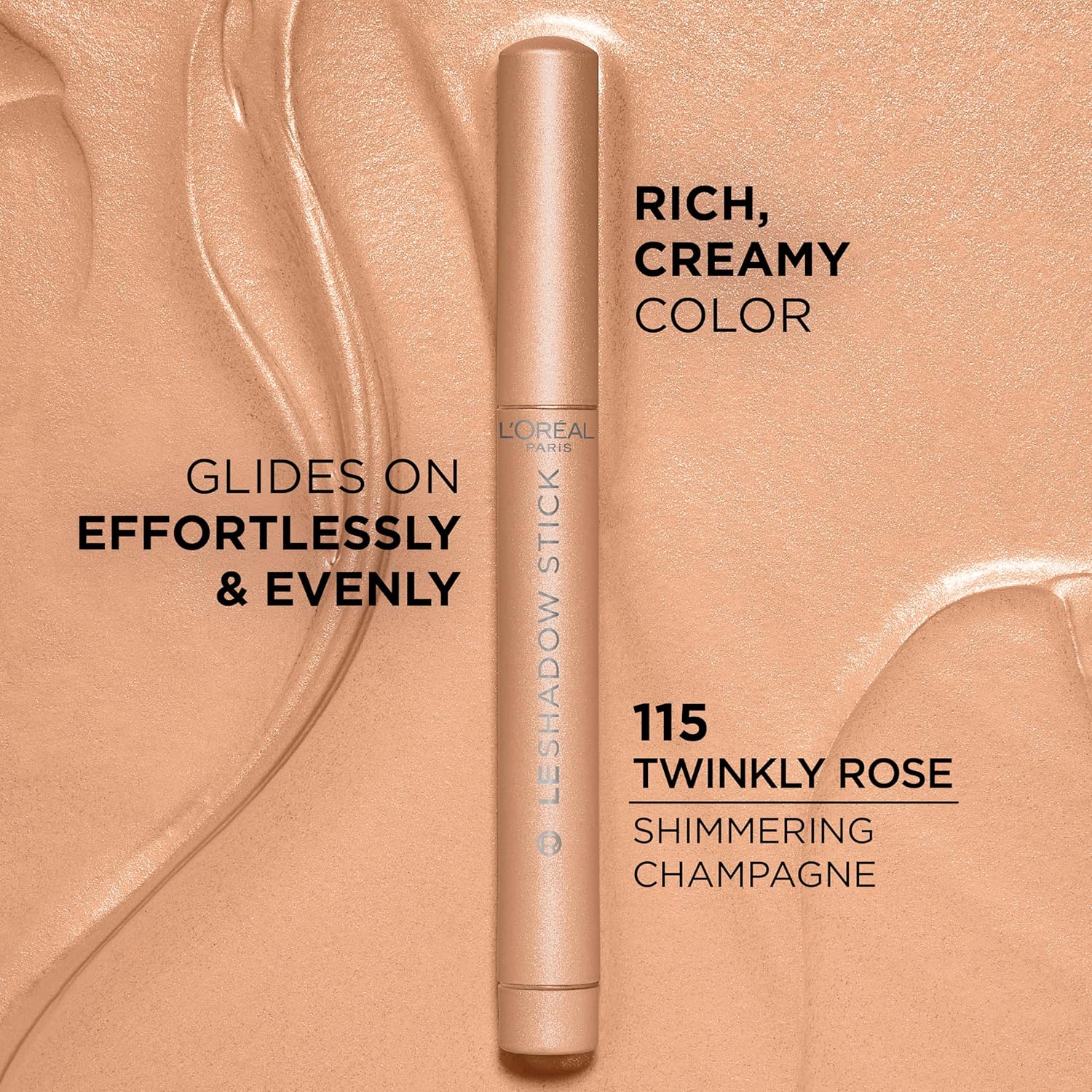 L'Oreal Paris Makeup Le Shadow Stick Eyeshadow, Blendable, Smudge-Resistant, Cream Eyeshadow, Twinkly Rose, 0.05 Oz - Image 2