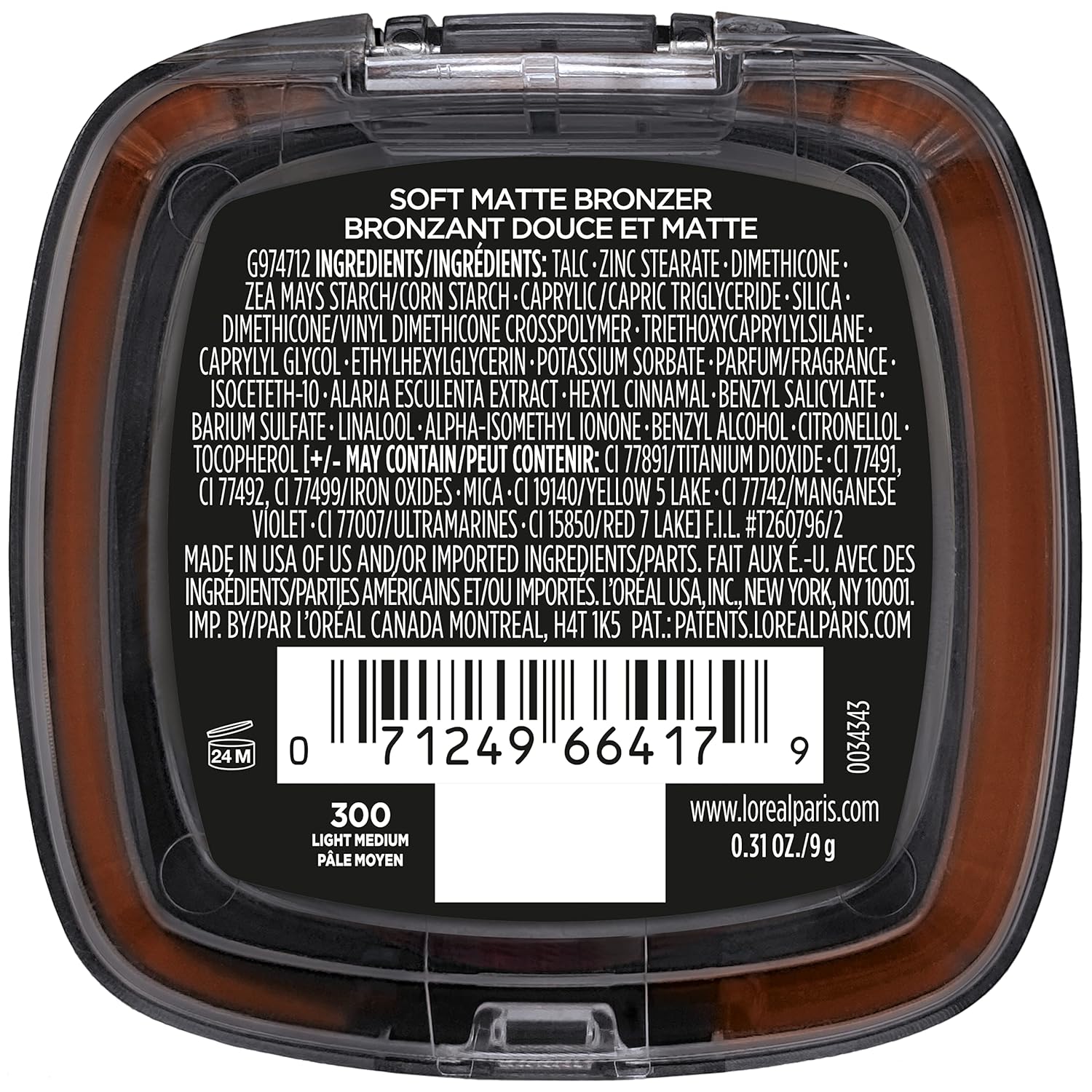 L'Oreal Paris Infallible Up to 24H Fresh Wear Soft Matte Longwear Bronzer. Waterproof, heatproof, Transfer, humidity and sweatproof, Light Medium, 0.31 oz - Image 2