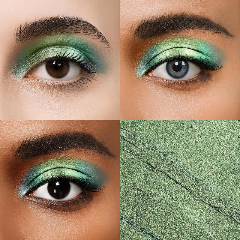 Cream Waterproof Hypoallergenic Eyeshadow Stick, long wear Metallic Glitter Matte Eye Shadow Pencil With Makeup Brush, Eye Brightener, 47 Emerald Metallic - Image 2
