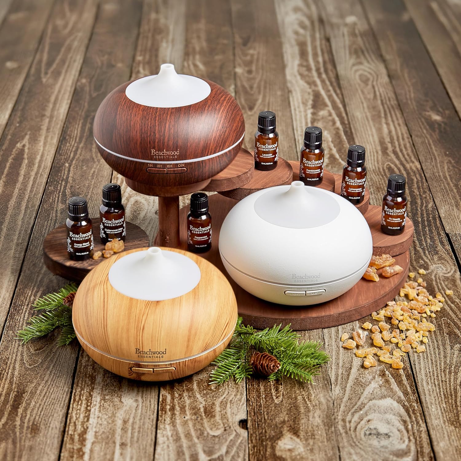 Ultimate Ultrasonic Aromatherapy Diffuser for Essential Oils - Therapeutic Grade, Helps You to Relax - 3 Timer & 7 Ambient Light Settings - Up to 16 Hours of Use - Bamboo, 300mL - Image 3
