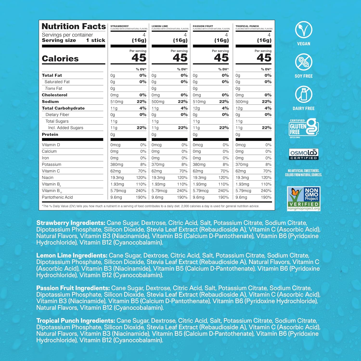 Liquid I.V.® Hydration Multiplier - Variety Pack - Lemon Lime, Passion Fruit, Strawberry, Tropical Punch | Electrolyte Powder Drink Mix | 1 Pack (16 Servings) - Image 6