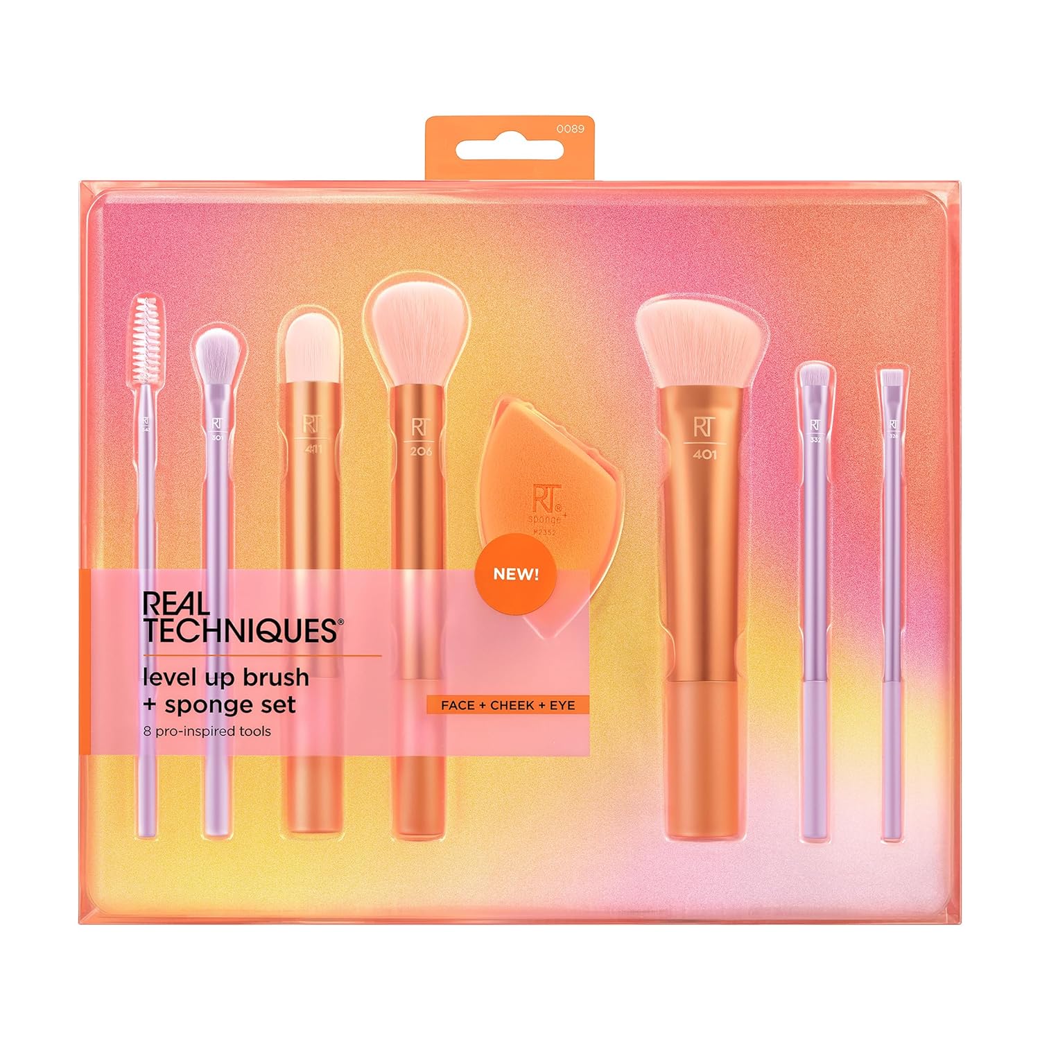 Real Techniques 8 Piece Level Up Brush And Sponge Set, Makeup Brushes For Eyeshadow, Foundation, Blush, & Bronzer, Makeup Blending Sponge, Synthetic Bristles, Stocking Stuffer, Cruelty-Free - Image 2