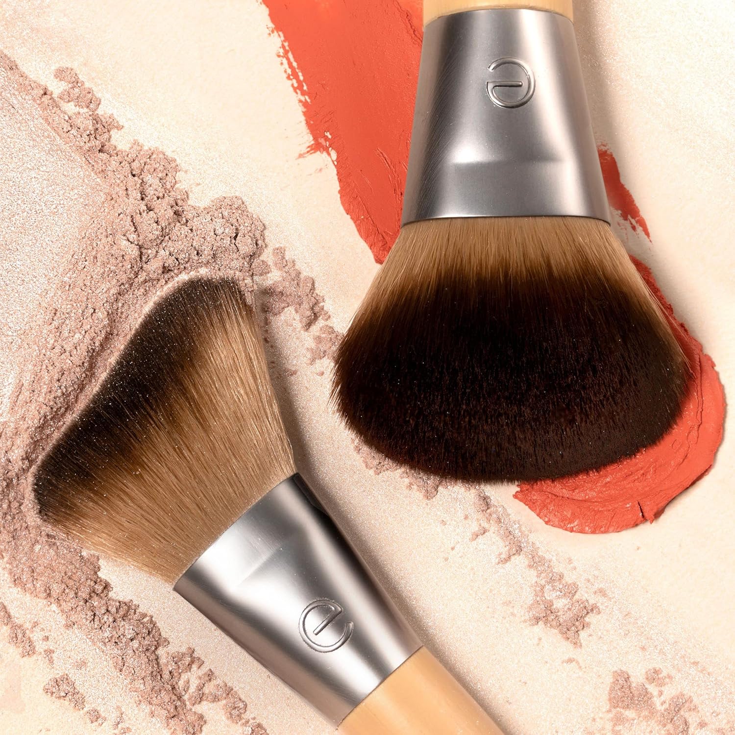 EcoTools Blush + Highlight Brush Duo, Makeup Brushes For Liquid, Cream, & Powder Highlight & Blush, Enhance Natural Skin, Eco-Friendly Makeup Brush Set, Synthetic Bristles, 2 Piece Set - Image 7