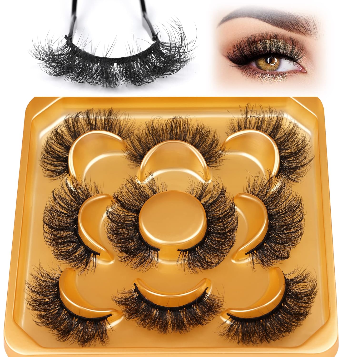 Fluttery False Eyelashes Natural Looking Faux Mink Lashes C Curl Fluffy Fake Eyelashes 18mm Round Shaped Eye Lashes that Look Like Extensions by Focipeysa - Image 4