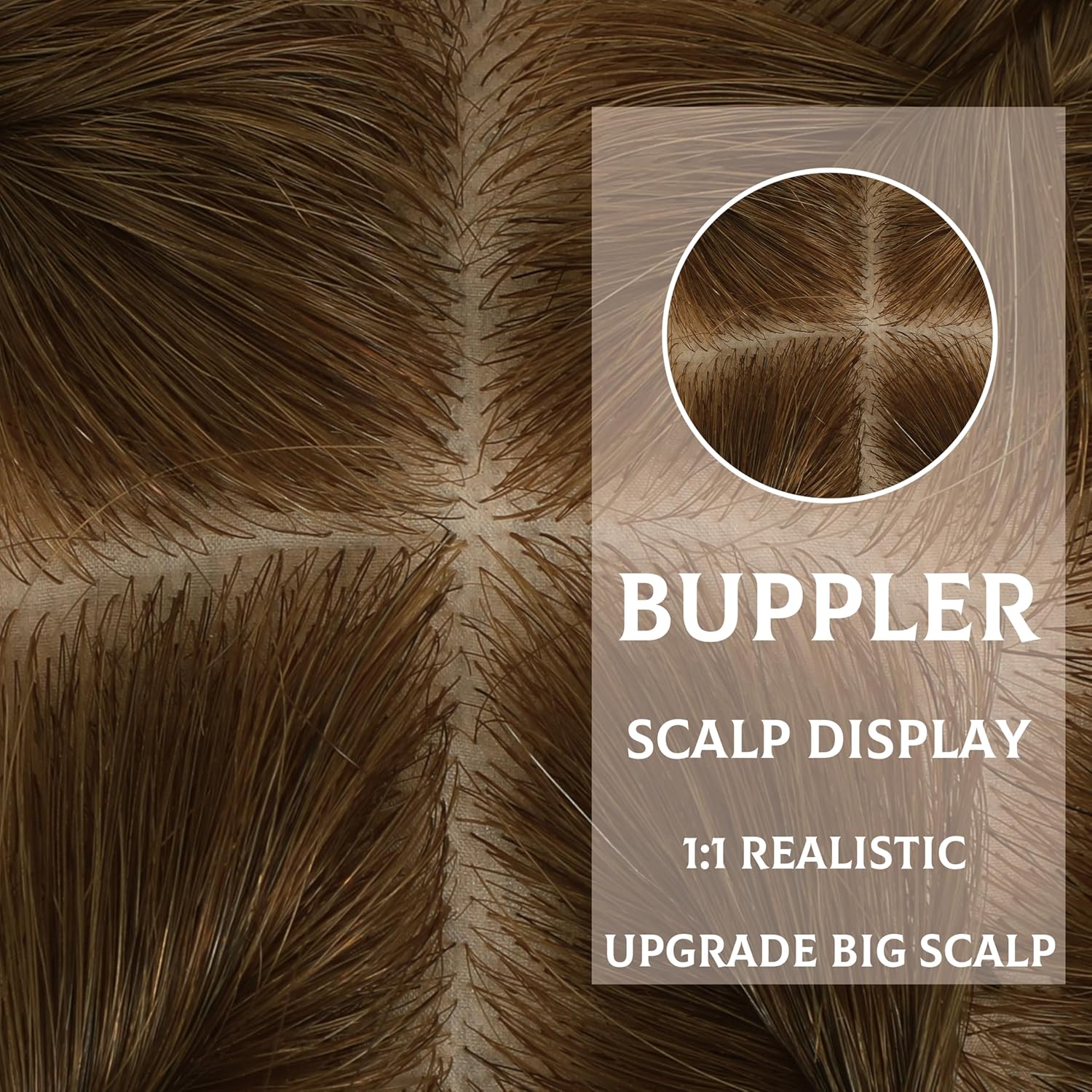 Hair Toppers for Women Real Human Hair-U Shape Toppers Hair Pieces for Women with Thinning Hairr 150% Density Silk Base Clip in Human Topper with Bangs for Daily Use(Brown - Image 3