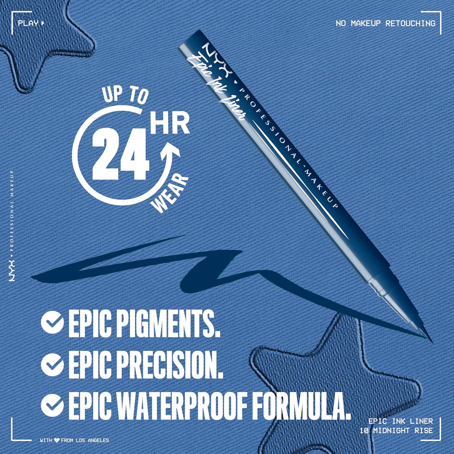 NYX PROFESSIONAL MAKEUP Epic Ink Liner, Waterproof Matte Liquid Eyeliner with Vegan Formula - Mid Night Rise (Deep Navy) - Image 2