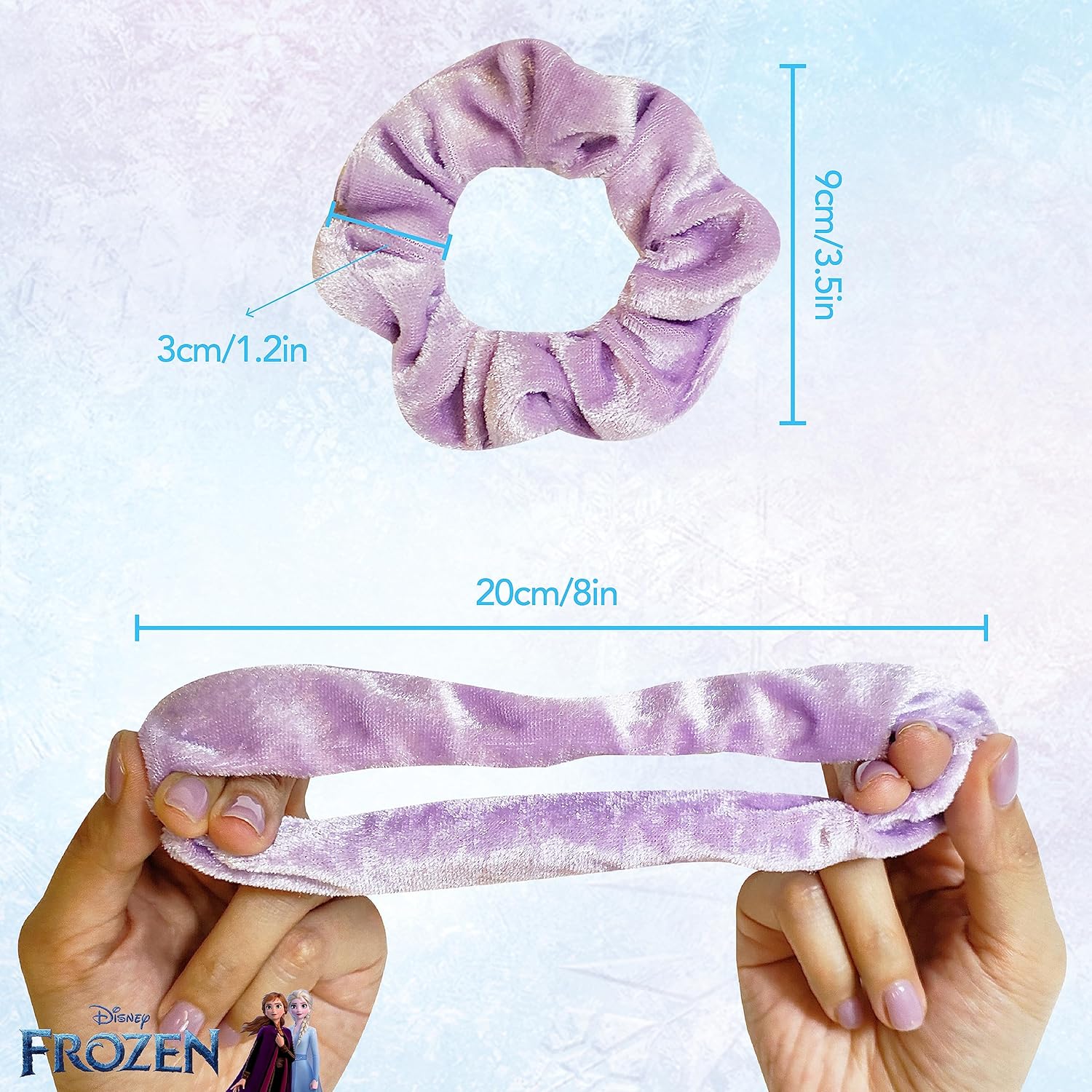 Frozen Princess Elsa Hair Accessory 5 Pcs Set - 1 Regular 9 inch Frozen Hairbrush & 4 Frozen Scrunchies - Detangling Brush & Elastic Hair Ties Ropes for Girls, Ages 3+ - Image 6