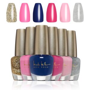 Nicole Miller Shimmery Nail Polish Collection - Long-Lasting Shine for Radiant Nails, Pink