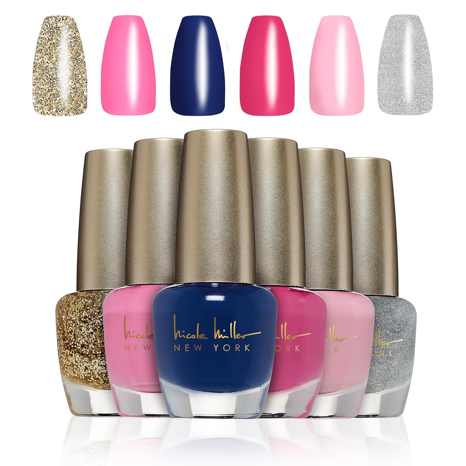 Nicole Miller Shimmery Nail Polish Collection - Long-Lasting Shine for Radiant Nails, Pink