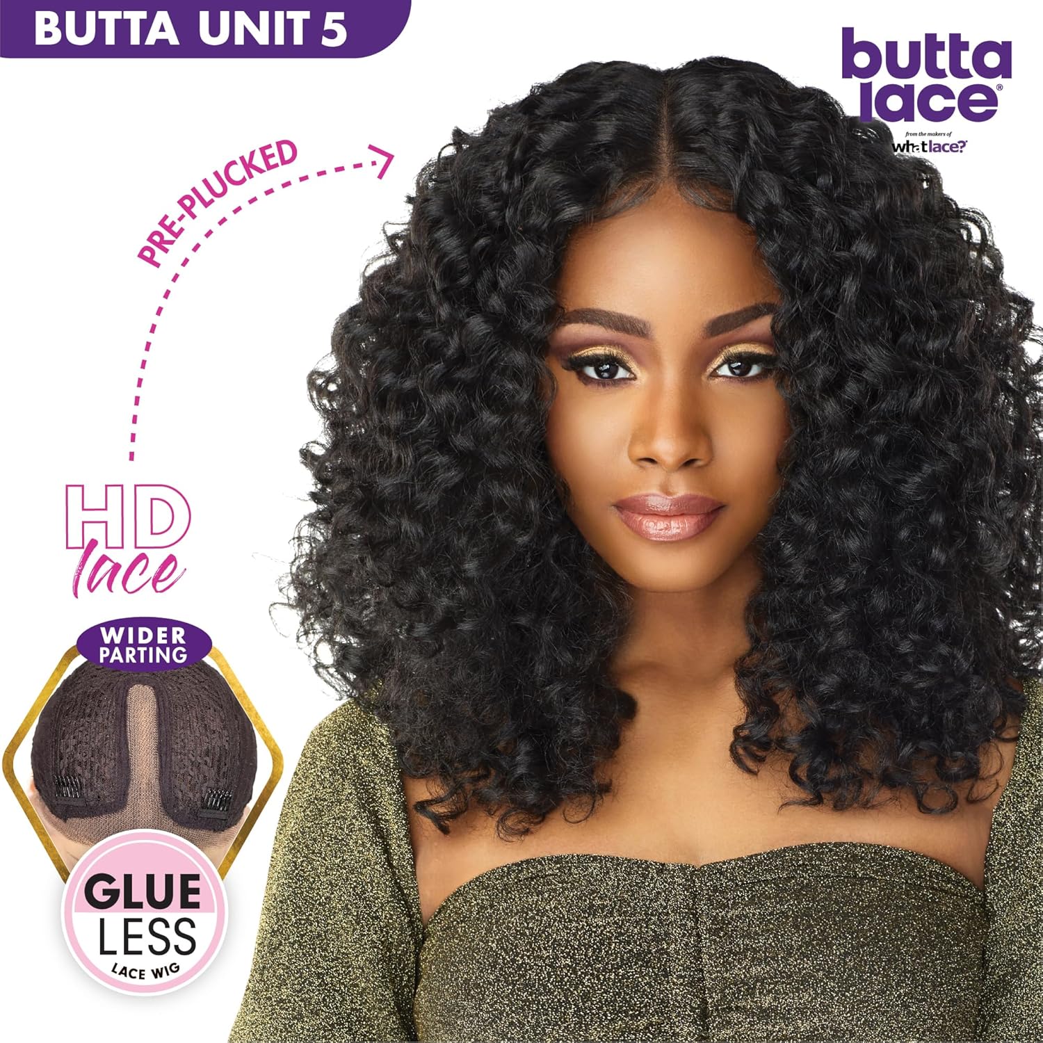 Sensationnel Butta Lace Wigs - Unit 5 Extra Wide 5 Inch Deep Parting Synthetic Preplucked Hairline Glueless Lacefront (1 JETBLACK) - Image 2