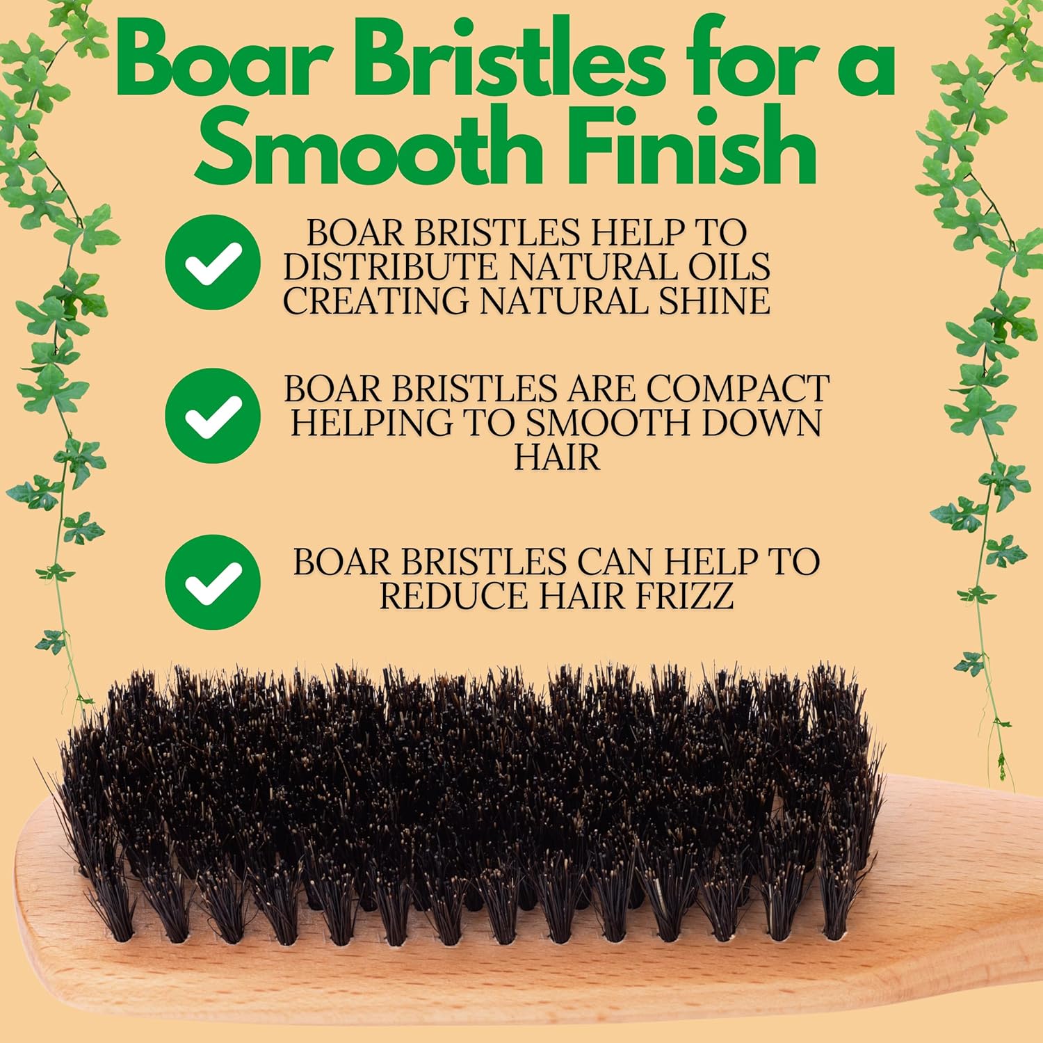 GranNaturals Boar Bristle Slick Back Hair Brush - Soft/Medium Smoothing Hairbrush to Style, Polish, & Lay Hair Down Flat to Create a Sleek Frizz Free Hairstyle for Women and Men - Wooden Handle - Image 4