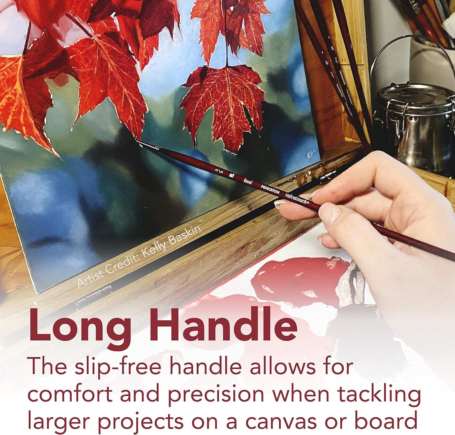 Princeton Velvetouch Jenna Rainey Blooms Brush, Long Handle, Size 12 - Professional Artist Brushes for Mixed Media, Acrylic, Oil - Image 3