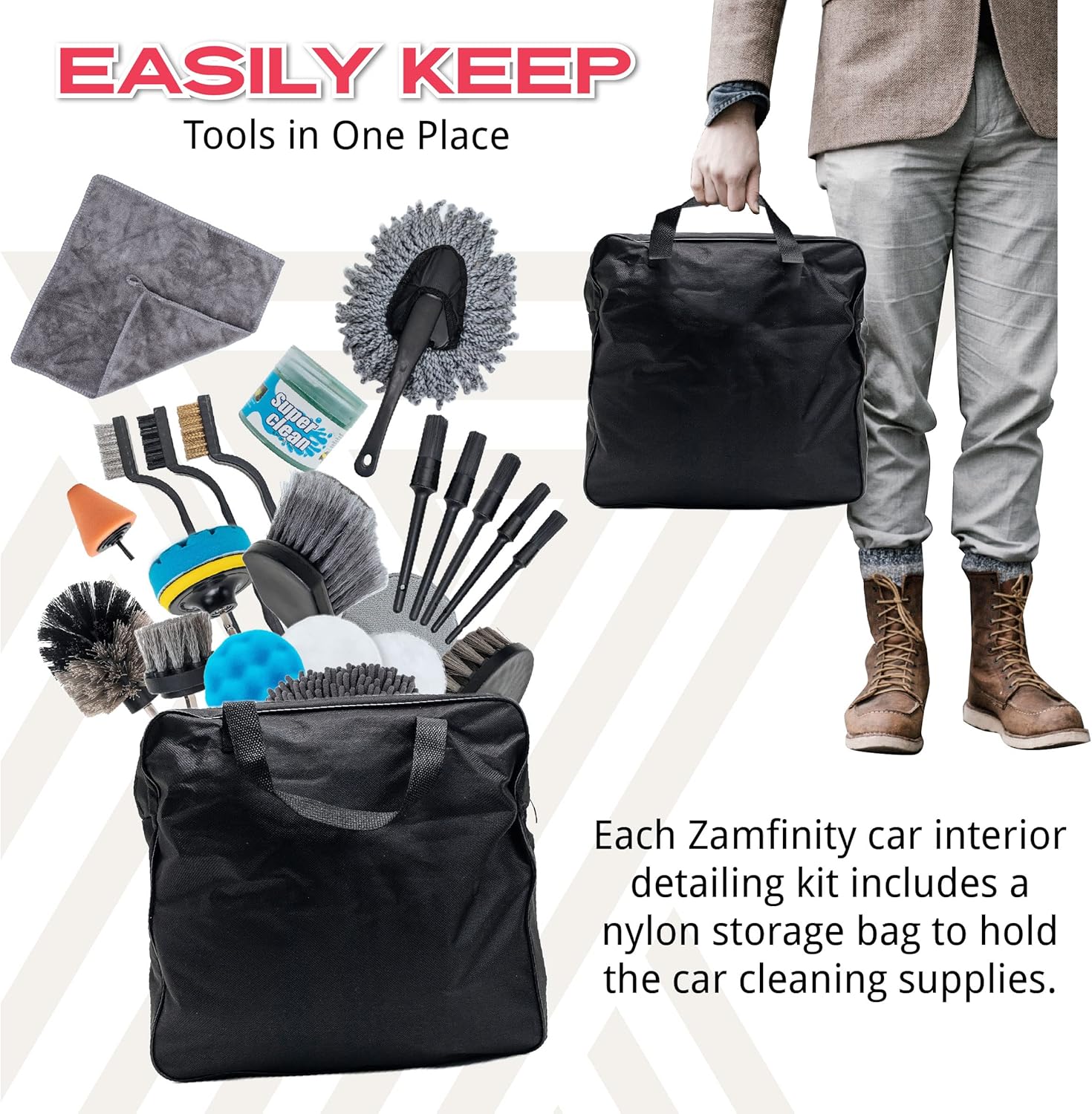 27 Piece Car Accessories Tool Set - Comprehensive Car Detailing Kit with Drill & Soft Brushes, Chrome Polishing Tool, & Car Cleaning Supplies - Ideal Car Wash Kit & Detailing Brush Set - Image 5
