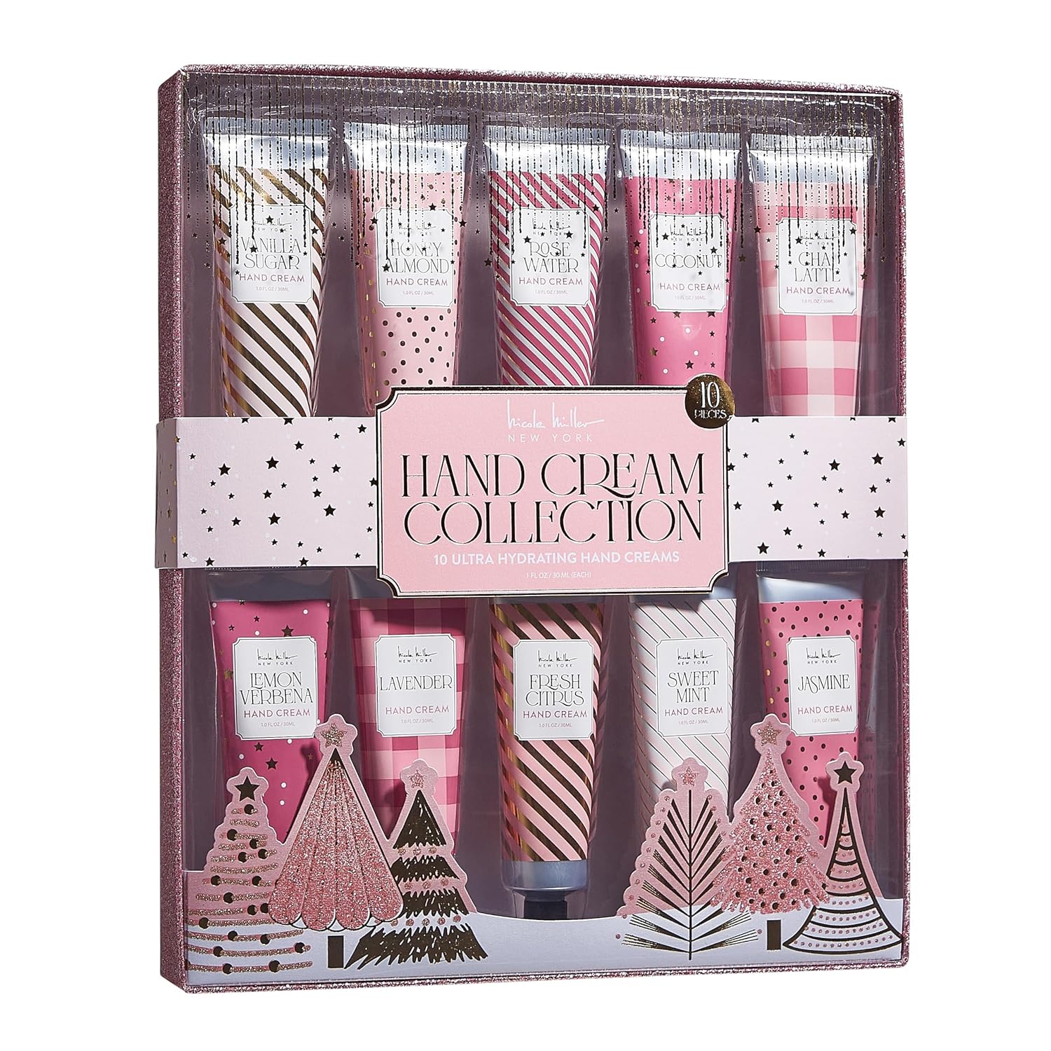 Nicole Miller New York 10-Piece Festive Fragrance Hand Cream Collection - 30ml Each Bottle, Ultra Hydrating Luxury for Your Hands, Pink Gold - Image 6