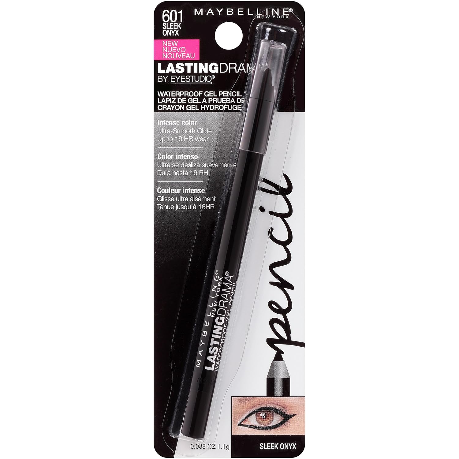Maybelline Eyestudio Lasting Drama Waterproof Matte Gel Pencil Black Eyeliner Makeup, Sleek Onyx, 1 Count - Image 2