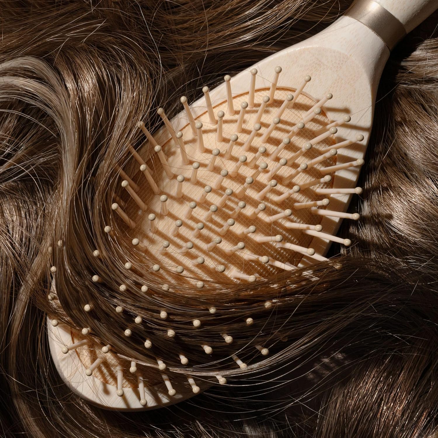 EcoTools Shine Activating Detangler Hairbrush, Brush For Wet Or Dry Hair, Gently Detangle & Style Hair, Heat Safe Paddle Brush, Flexible Bristles, Renewable Bamboo, Vegan & Cruelty-Free, 1 Count - Image 6