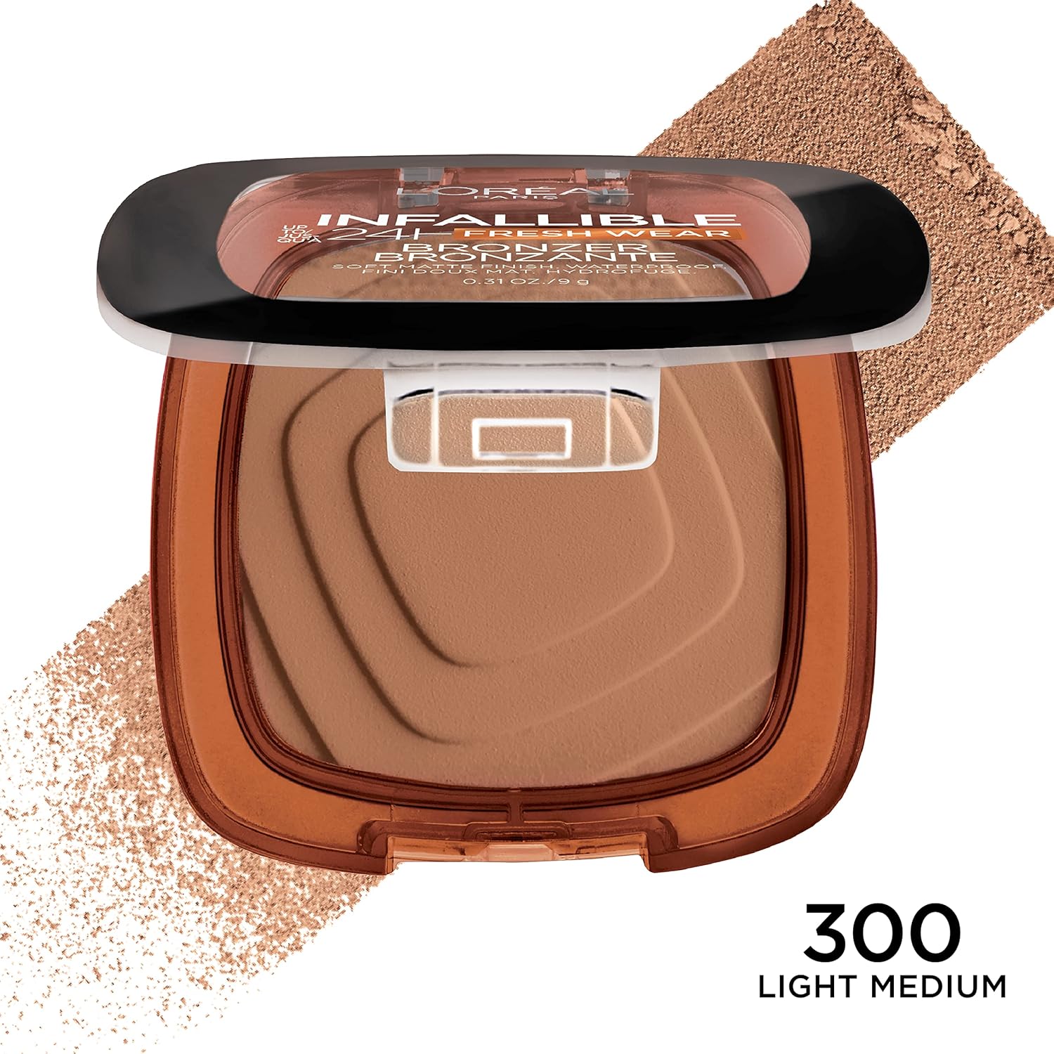 L'Oreal Paris Infallible Up to 24H Fresh Wear Soft Matte Longwear Bronzer. Waterproof, heatproof, Transfer, humidity and sweatproof, Light Medium, 0.31 oz - Image 4