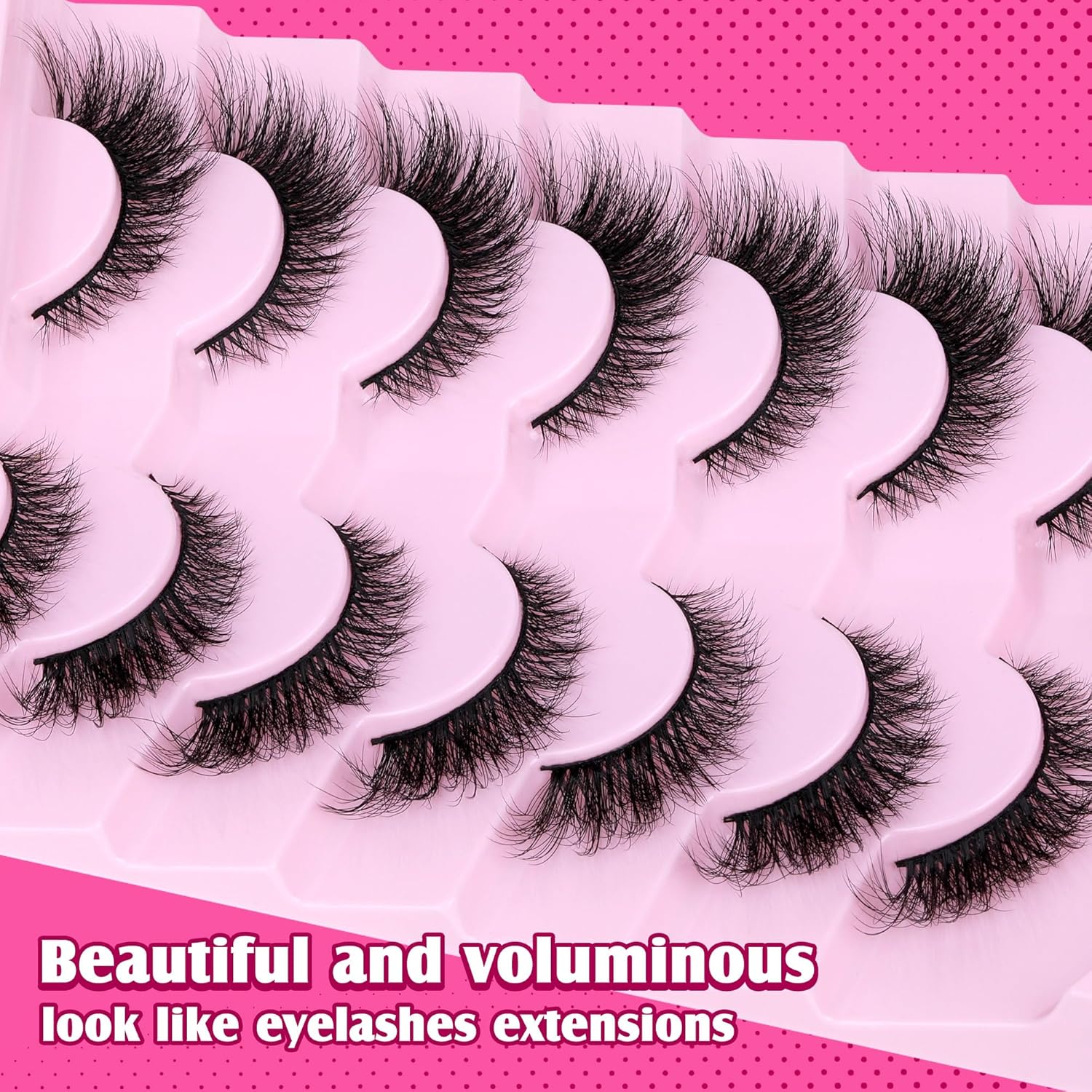 Lashes Natural Look Cat Eye False Eyelashes Wispy Fox Eye Lashes Wispy 15mm 6D Volume Strip Fake Eyelash Extension Look by PHKERATA, 7 Pairs Pack - Image 7