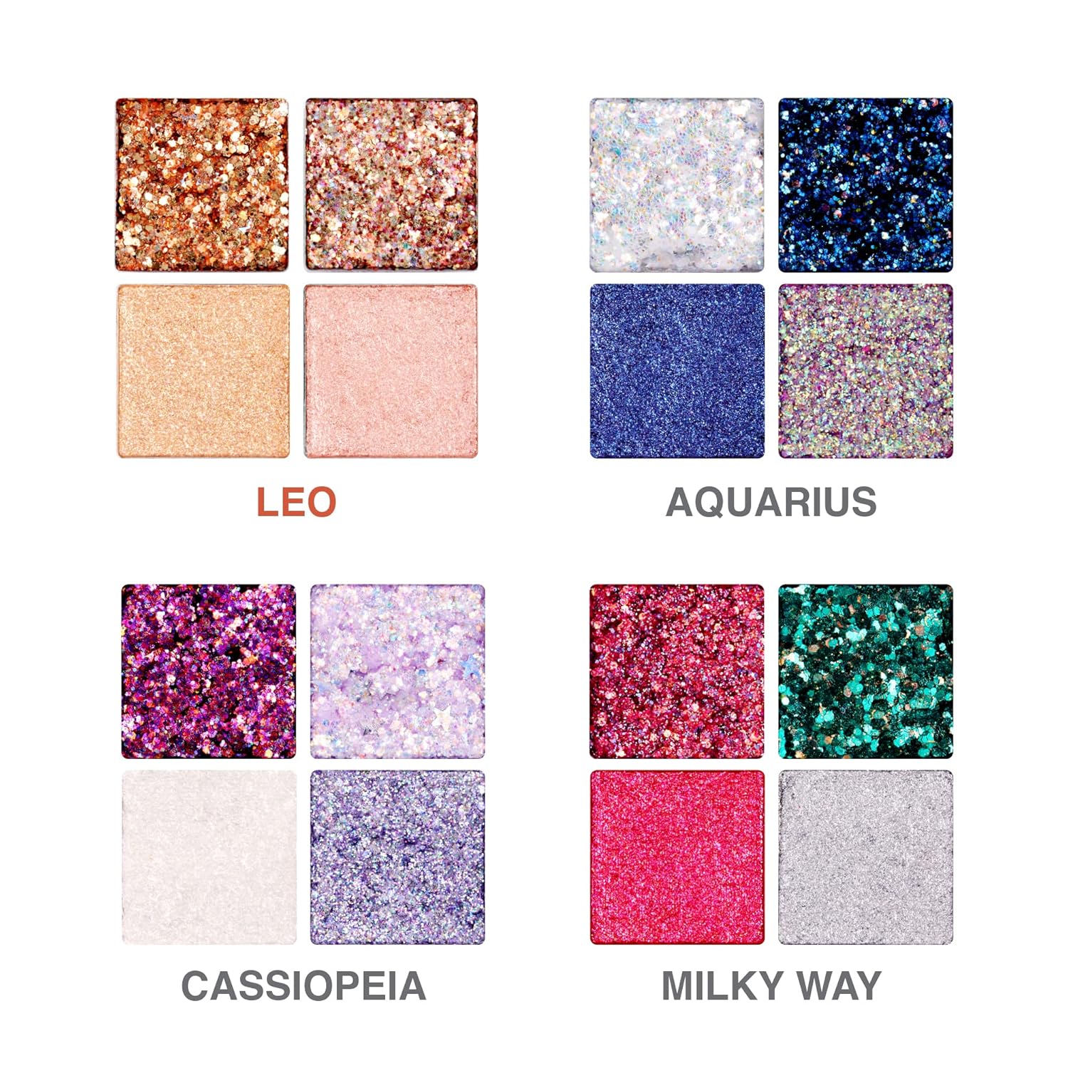 Ruby Kisses Glitter Gem Palette, 4 Shades Highly Pigmented Chunk Glitter, Buttery Texture, Long-Lasting Eye Makeup (Leo) - Image 7