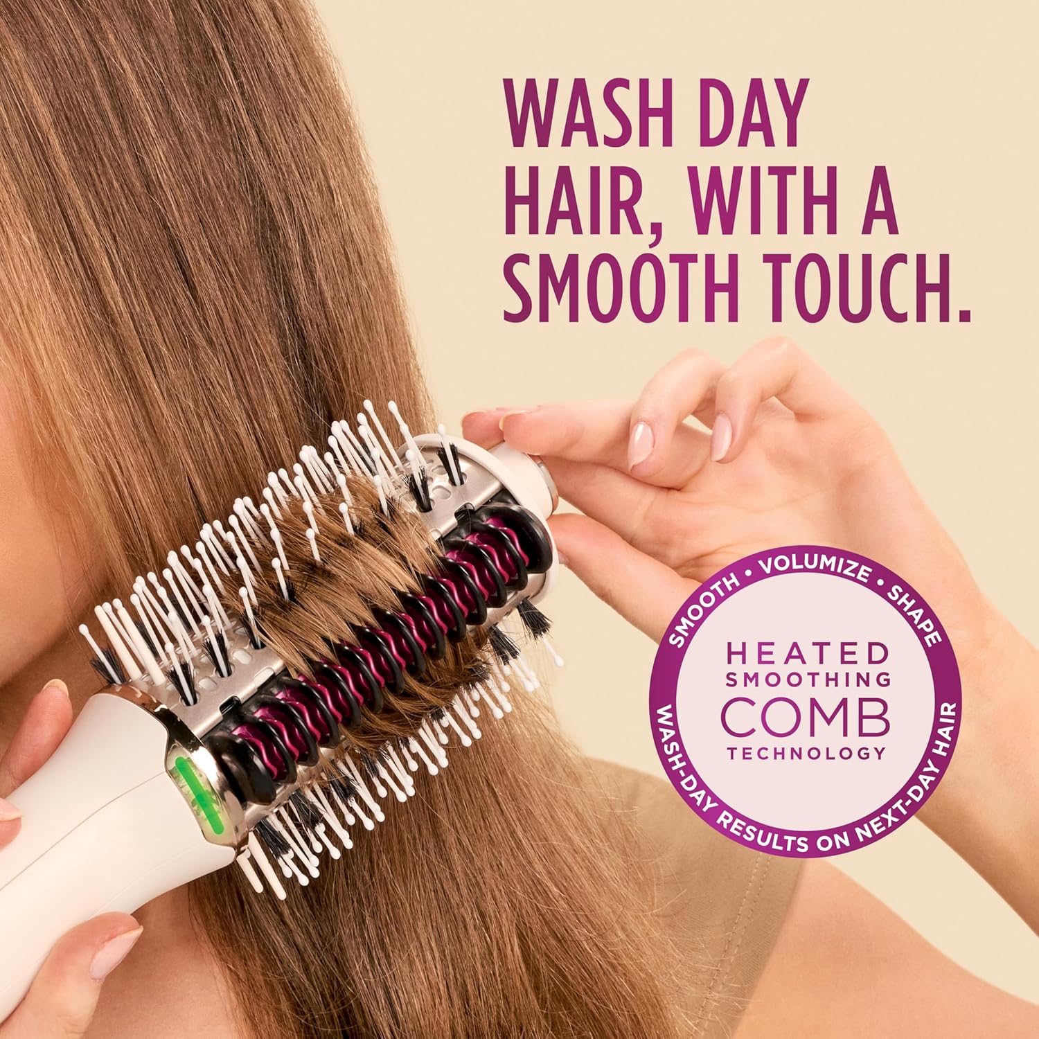 Shark HT202 SmoothStyle Heated Comb + Blow Dryer Brush, Dual Mode, for All Hair Types, Silk - Image 3