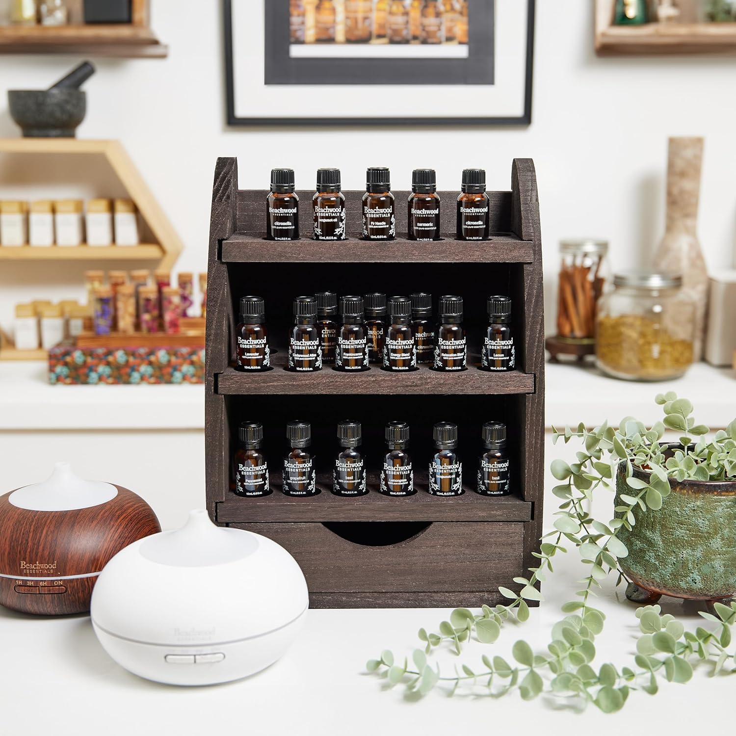 Ultimate Ultrasonic Aromatherapy Diffuser for Essential Oils - Therapeutic Grade, Helps You to Relax - 3 Timer & 7 Ambient Light Settings - Up to 16 Hours of Use - Bamboo, 300mL - Image 7