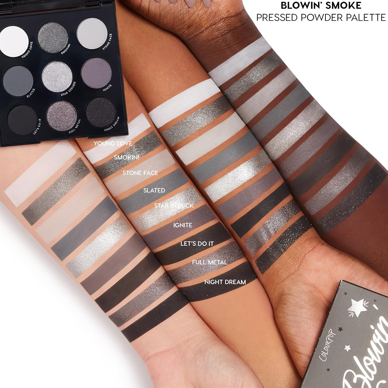 ColourPop Blowin' Smoke Eyeshadow Palette - Silver & Smokey Eye Eyeshadow Palette with Metallic & Matte Finishes - High-Pigment Eye Makeup with Long-Wearing Formula (0.3 oz) - Image 3
