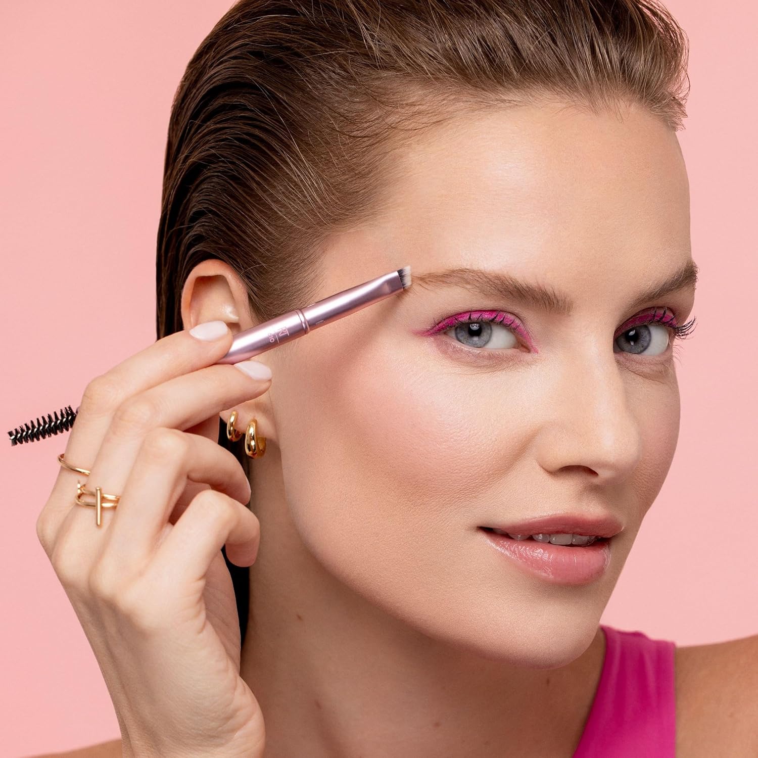 Real Techniques Double Time Brush + Lash 4 Piece Set, Dual-Ended Eye Makeup Brushes For Eyeshadow & Brows, Travel-Friendly Brush Caps For Storage, Eyelash Curler Included, Cruelty-Free - Image 5