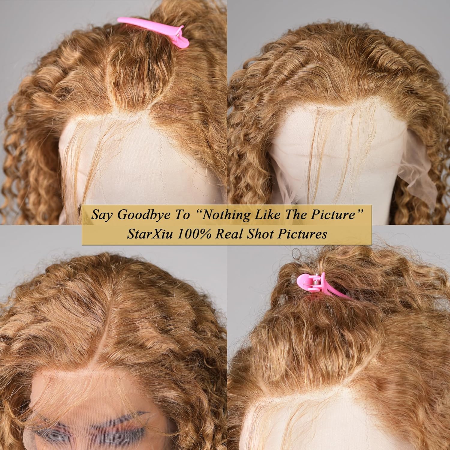 Honey Blonde Wig Human Hair, Deep Wave Lace Front Wigs Human Hair #27 Color Blonde Curly 13x6 Hd Lace Front Wigs Pre Plucked With Baby Hair Lace Frontal Wig 180% Density For Women(20inch) - Image 3