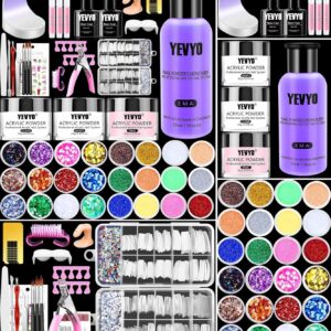 Acrylic Nail Kit With Everything For Beginners, Professional Nail Starter Kit , 24 Color Glitter Acrylic Powder and Liquid Monomer Set, Nail Glitter And DIY Nail Art Tools