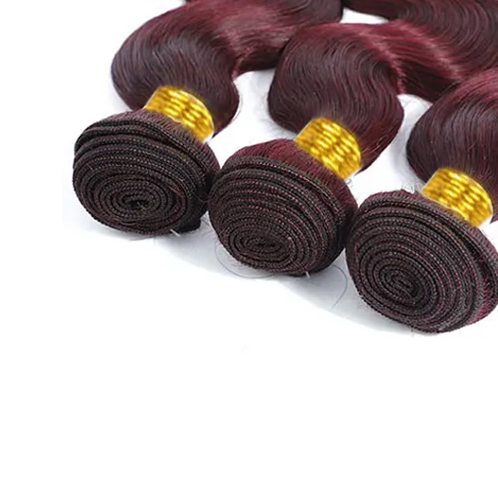 #99J Burgundy Bundles Human Hair Wine Red Body Wave Bundles 20 22 24 Inch Unprocessed Brazilian Virgin Hair 3 Bundle 50 Gram Per Bundle Deals Quick Weave Hair Extensions - Image 4