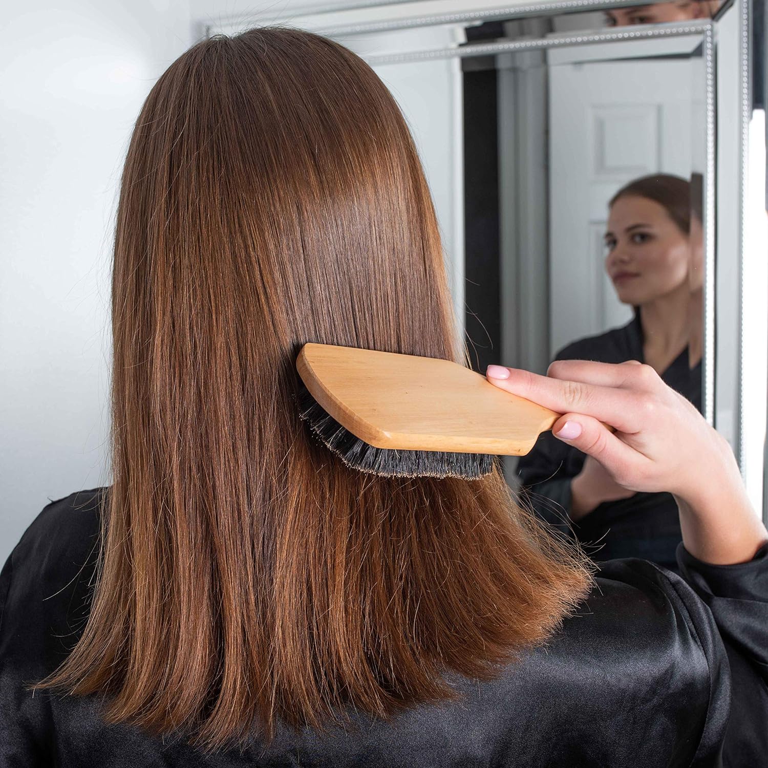 GranNaturals Boar Bristle Smoothing Hair Brush for Women and Men - Medium/Soft Bristles - Natural Wooden Large Flat Square Paddle Hairbrush for Fine, Thin, Straight, Long, or Short Hair - Image 5