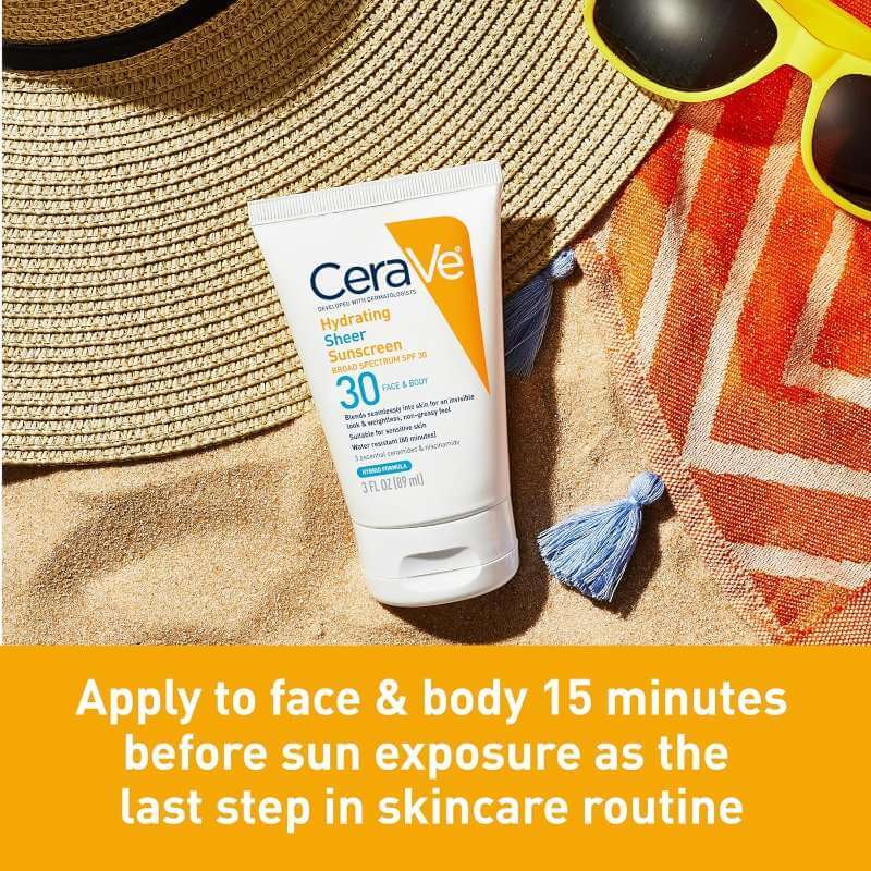 CeraVe Hydrating Sheer SPF 30 Sunscreen Face and Body Lotion 5 Oz - Image 5