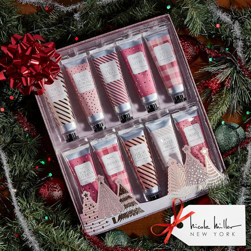 Nicole Miller New York 10-Piece Festive Fragrance Hand Cream Collection - 30ml Each Bottle, Ultra Hydrating Luxury for Your Hands, Pink Gold - Image 2