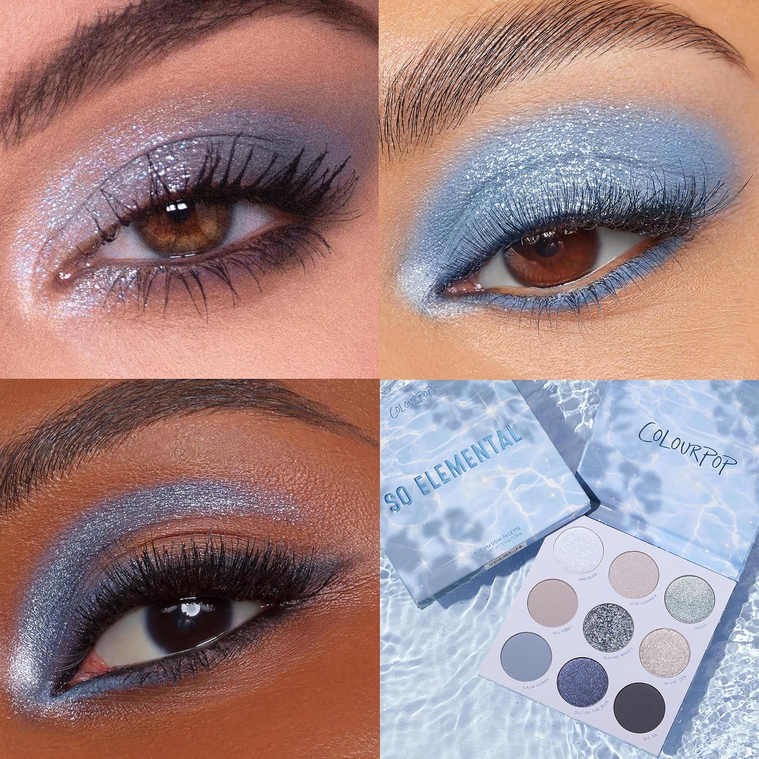 Colourpop So Elemental Eyeshadow Palette - Blue & Silver Shadow Palette with Metallic and Matte Finishes - High-Pigment Eye Makeup with a Long-Wearing Formula (0.3 oz) - Image 4