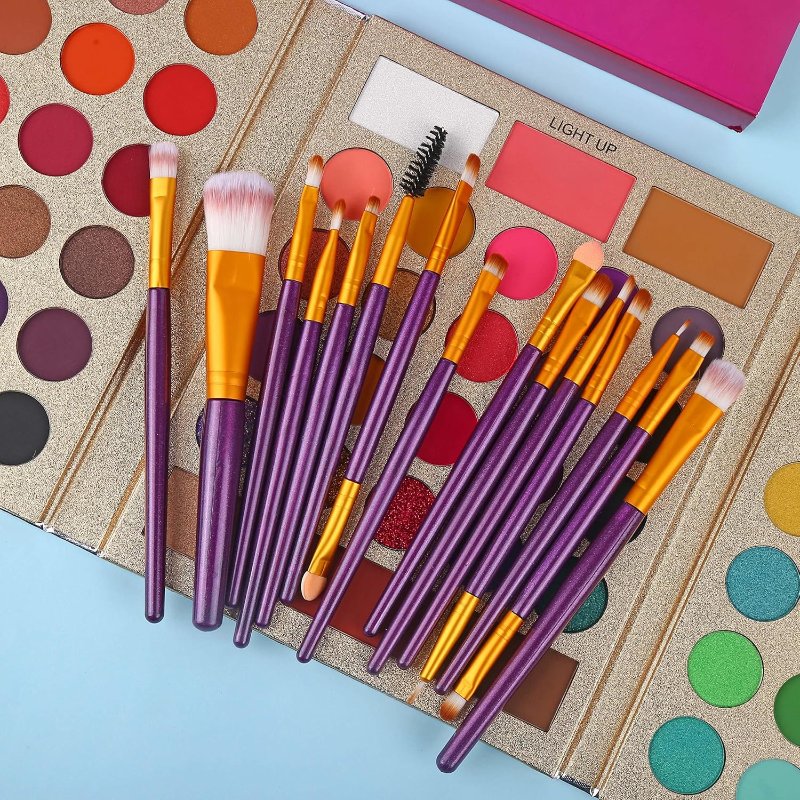 UCANBE Makeup Eyeshadow Palette + 15Pcs Brush Set, Pigmented 86 Colors Make Up Pallet with Brushes, Matte Shimmer Glitter Palettes Valentine's Gift Kit, Eye Shadow Highlighter Contour Blush Beauty Kit - Image 5