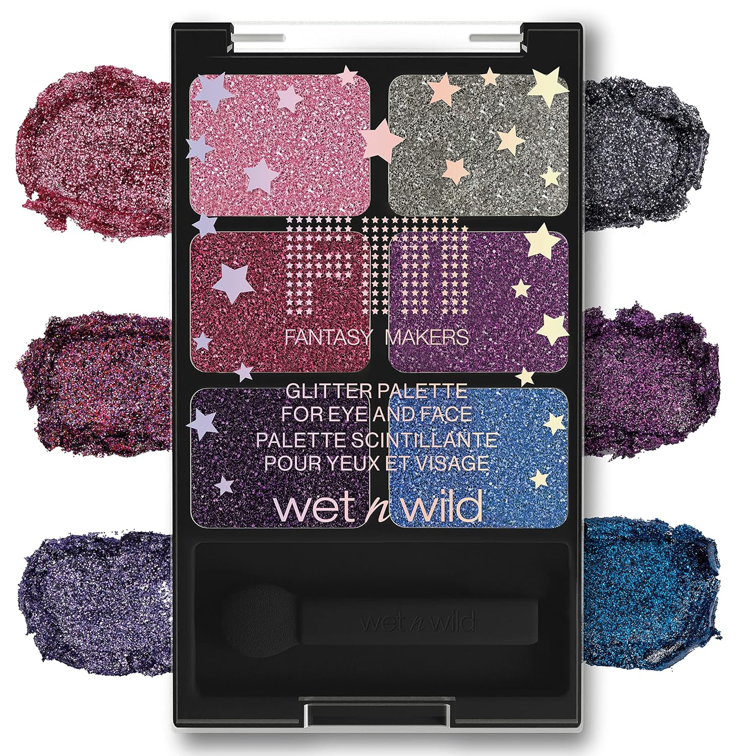 wet n wild Fantasy Makers Glitter Eyeshadow Palette, Long Wearing Shimmering Brilliance, Creamy Texture, 6 Complementary Shades, Cruelty-Free - Rest in Pink