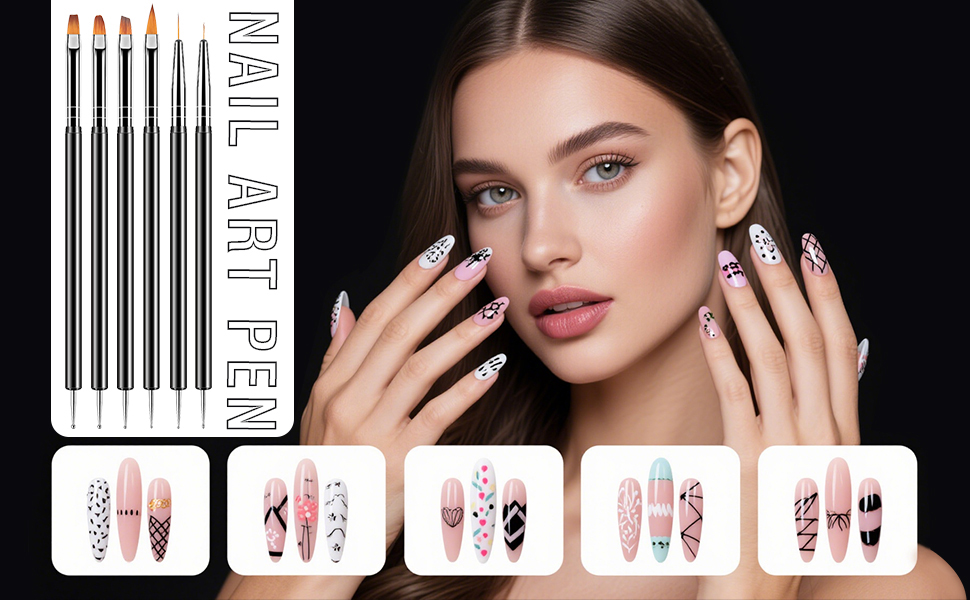 six nail art pens