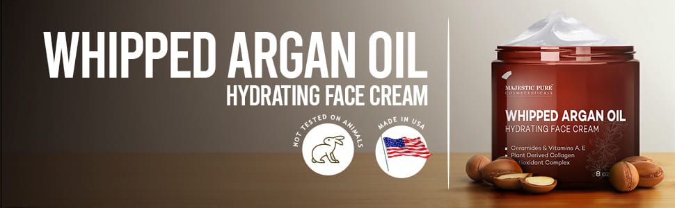majestic pure Whipped Argan Oil face cream hydrate dry skin supple smooth soft nourish best premium