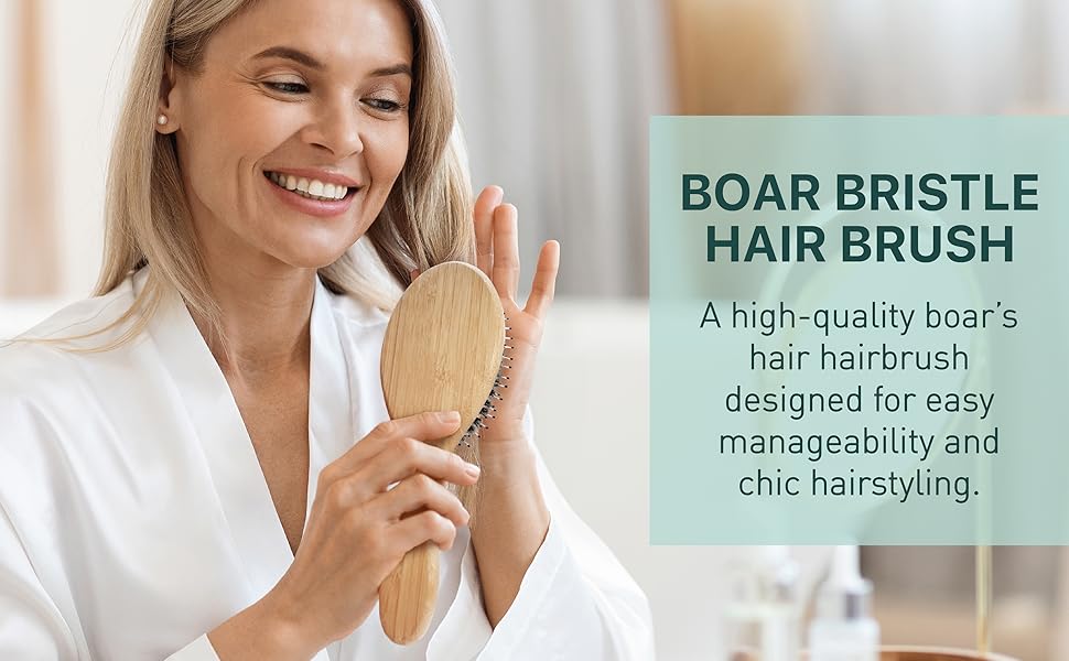 Natural Boar Bristle Mini Hair brush for Women, men, Kids