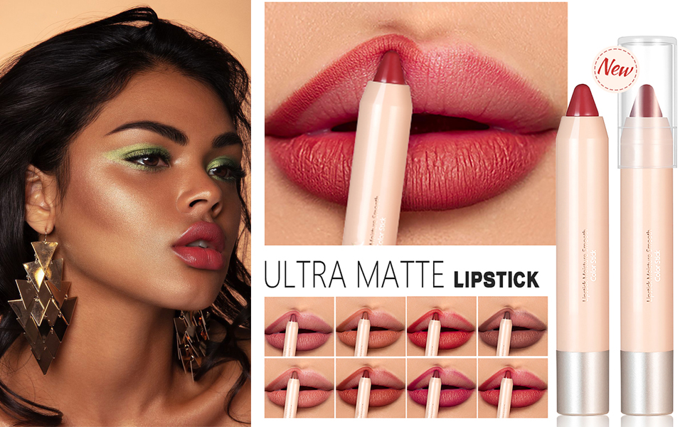 Red Lipstick Crayon Lipstick Long-Lasting Waterproof Lipstick Natural Velvet Lip Stain Full Coverage