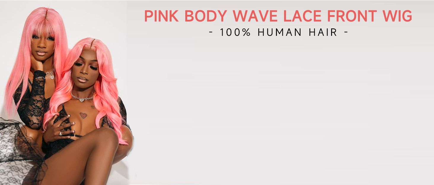 Pink Lace Front Wigs Human Hair
