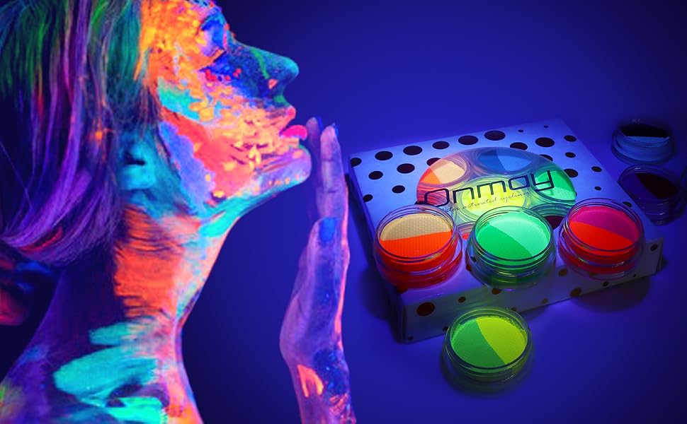 7 Color Pack Water Activated UV Black Light Face / Body Paint