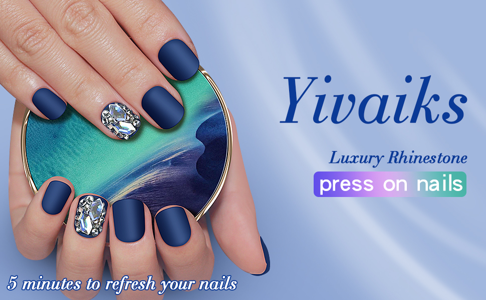 Luxury rhinestone press on nails for women