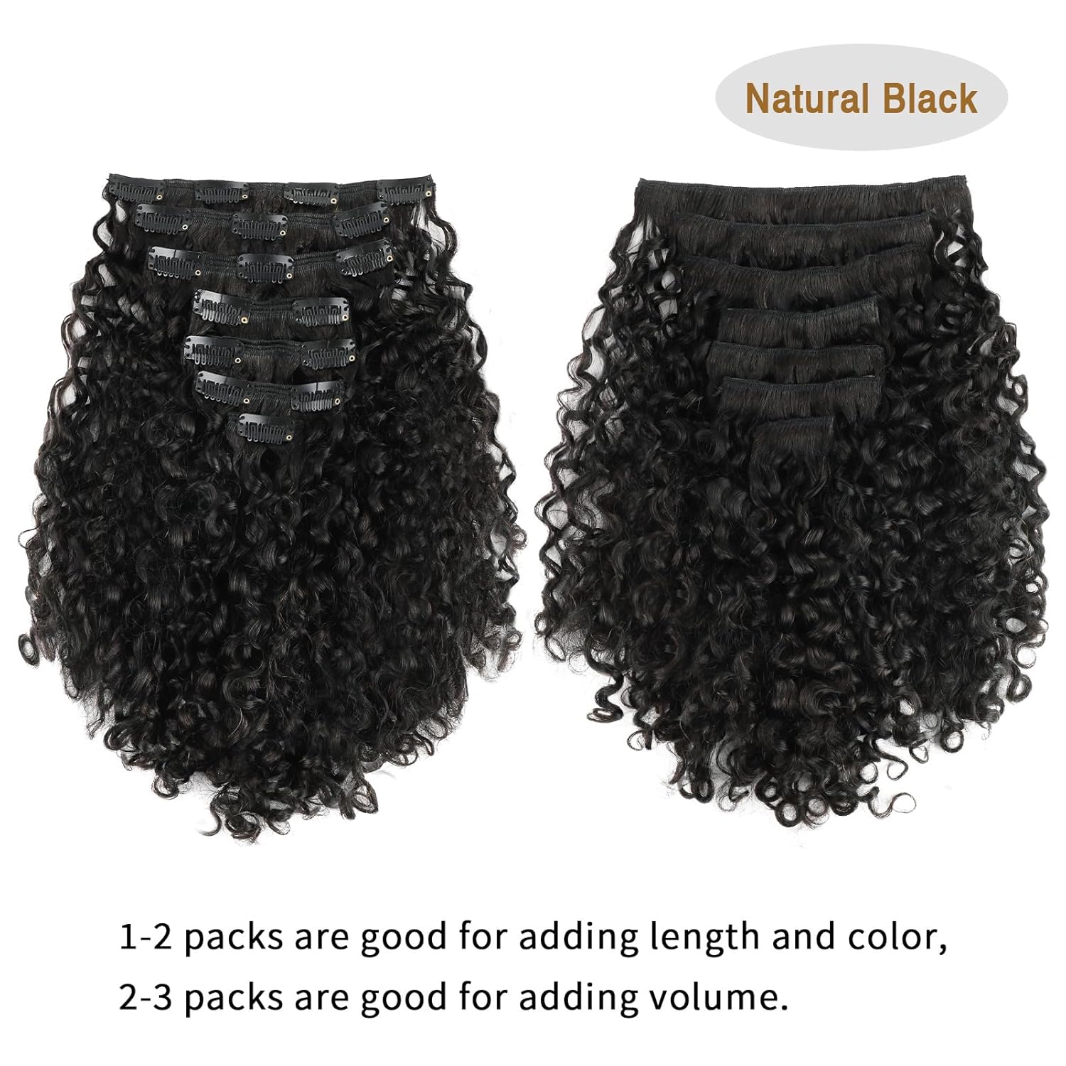 ABH AMAZINGBEAUTY HAIR Curly Clip in Hair Extensions Black Women Spiral Curl Human Hair Clip in Extensions Double Weft Curly Hair Extensions Natural Black Virgin Hair 7Pcs 120G 22 Inch - Image 8