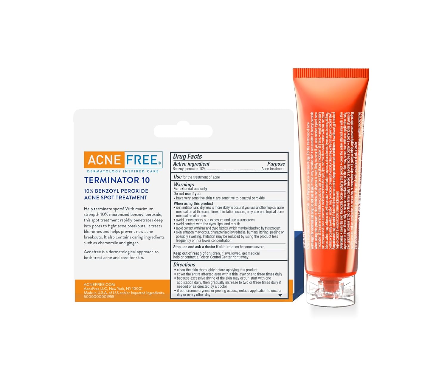 AcneFree Terminator 10 Acne Spot Treatment with Benzoyl Peroxide 10% Maximum Strength Acne Cream Treatment, 1 Ounce - Pack Of 1 - Image 9