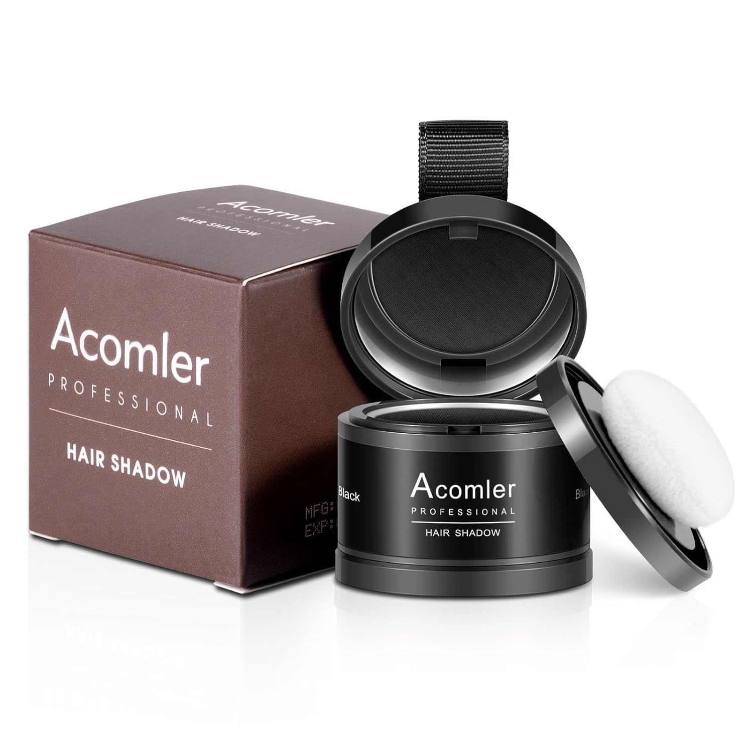 Acomler Black Root Cover Up Powder for Thinning Hair, Hairline Shadow, Eyebrows, Beard, Bald Spots - Image 2
