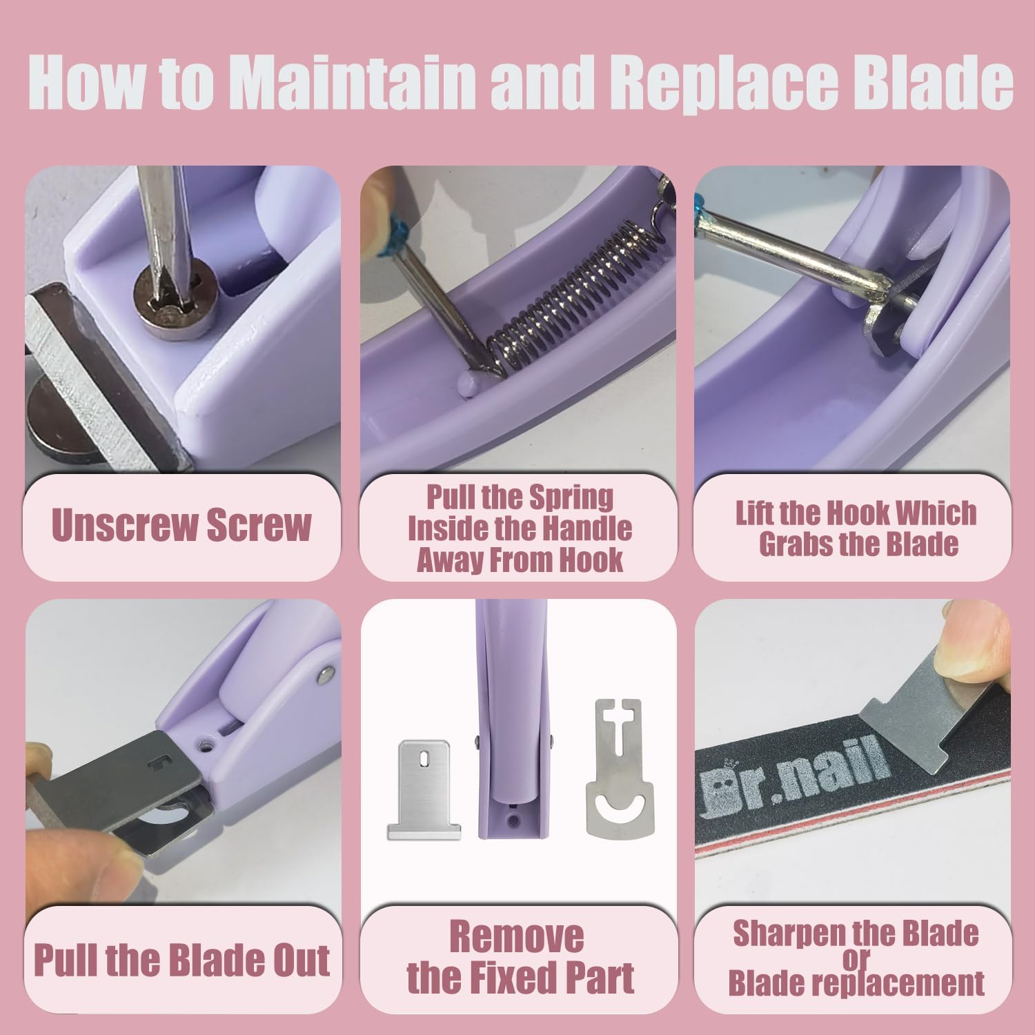 Acrylic Nail Clippers with Magnets Sizers for Acrylic Nails Fake Nail Cutter Trimmer for Artificial Fake False Tips Manicure Sharp Blade Clip Tool with Cuticle Pusher for Salon Beauty - Image 5